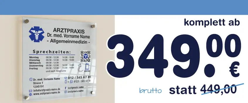 arzt praxisschild gestalten erstellen aus plexiglas, aluverbundplatten, pvc forex hartschaumplatten