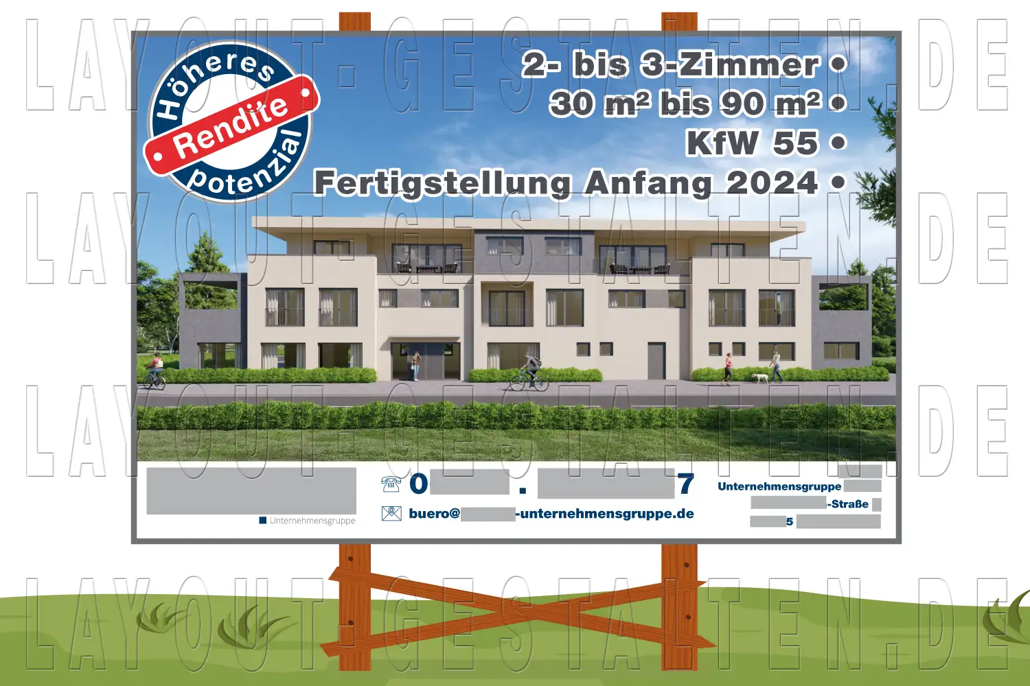 bauschild, bautafel für neubau immobilien erstellen gestalten