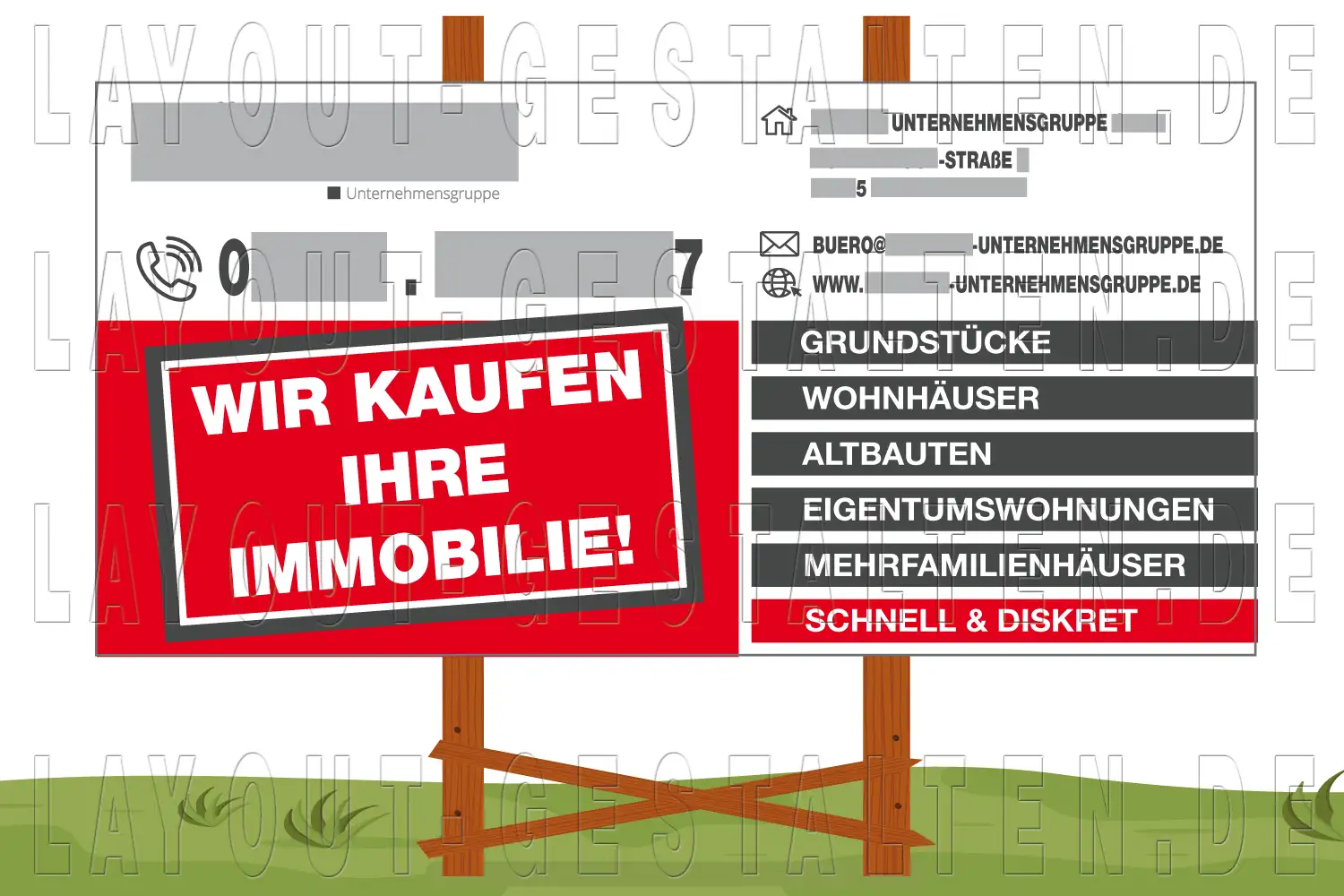 bauschild, bautafel für neubau immobilien erstellen gestalten