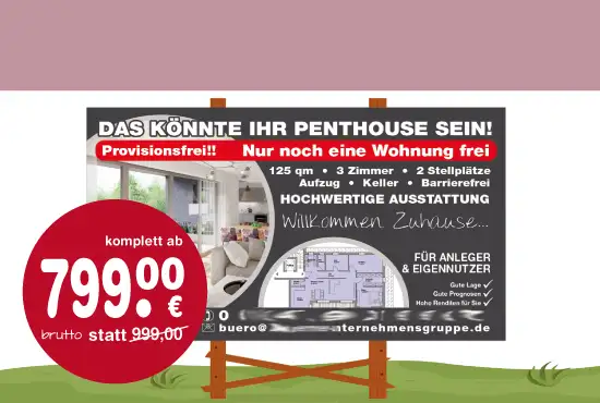 bauschild, bautafel, baustellenschild für neubau immobilien erstellen gestalten