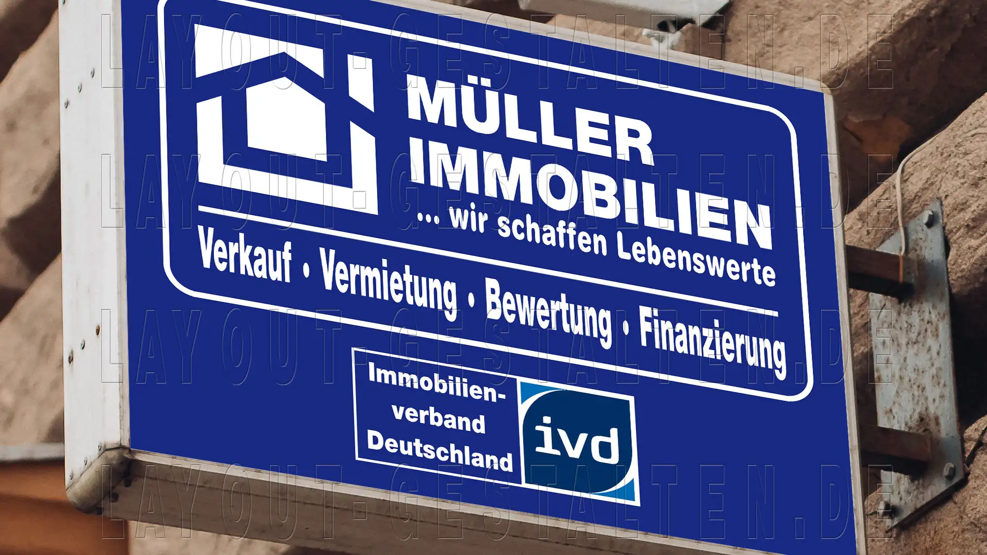 immobilien makler büro geschäft leuchtreklame, leuchtkasten erstellen gestalten