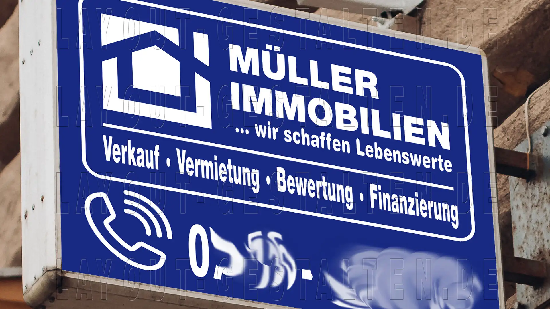 immobilien makler büro geschäft leuchtreklame, leuchtkasten erstellen gestalten