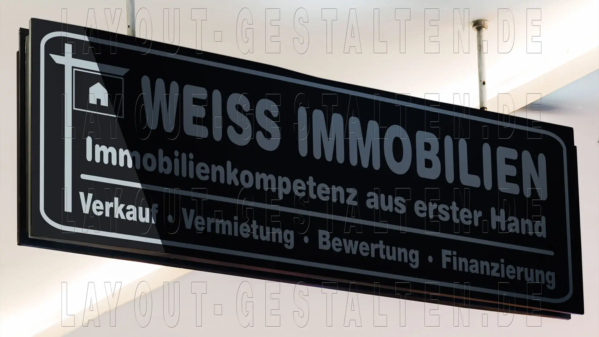 immobilien makler büro geschäft leuchtreklame, leuchtkasten erstellen gestalten