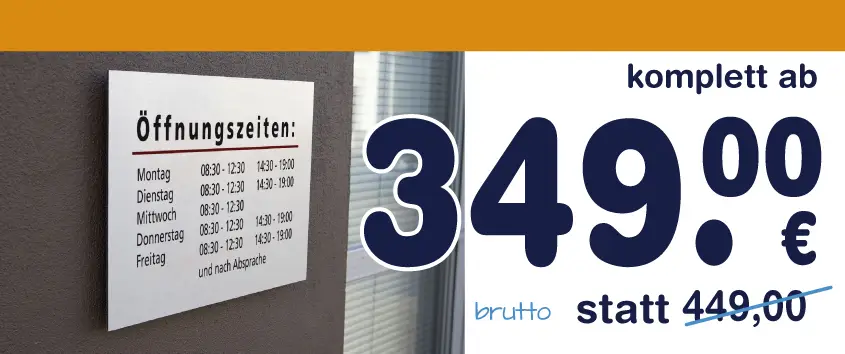 öffnungszeiten-schild erstellen gestalten aus plexiglas, aluverbundplatten, pvc forex hartschaumplatten