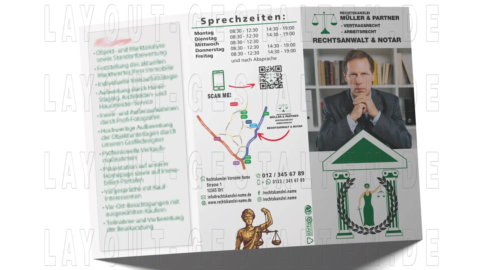 rechtsanwalt rechtskanzlei kanzlei flyer erstellen, gestalten