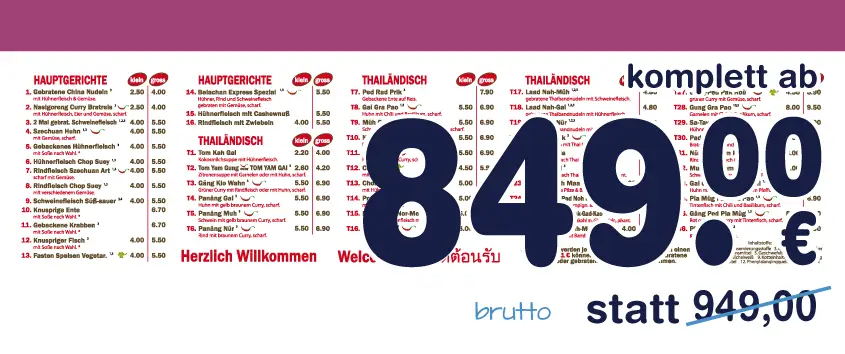 speisetafel für asia, thai, china, vietnam, korea, asiatische, thailändische, chinesische, vietnamesische, koreanische imbiss, restaurant, selbstbedienungsrestaurant, schnellrestaurant, selbstbedienungsimbiss, schnellimbiss gestalten, erstellen
